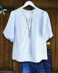 Skyline Stripe Puff Sleeve Top