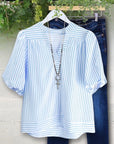 Skyline Stripe Puff Sleeve Top