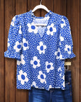 Blue Daisy Dot Top
