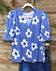 Blue Daisy Dot Top