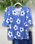 Blue Daisy Dot Top