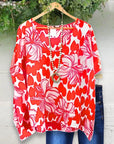 Floral Heart Print Blouse