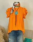 Sunburst Ruffle Yoke Top
