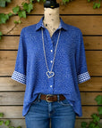 3/4Lenghth Sleeve Polka Dot Button Shirt