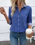 3/4Lenghth Sleeve Polka Dot Button Shirt