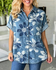 Floral Denim Button-Up Shirt