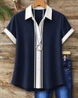 Contrast Trim Collared Button Shirt