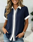 Contrast Trim Collared Button Shirt