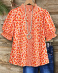 Leopard Print Puff Sleeve Blouse