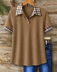 Contrast Plaid Collar Polo Tee