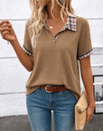 Contrast Plaid Collar Polo Tee