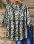 Leopard Print Puff Sleeve Blouse