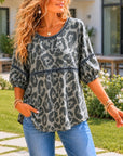 Leopard Print Puff Sleeve Blouse