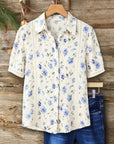Floral Lace Trim Button-Up Shirt