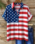 American Flag Short Sleeve Button Shirt