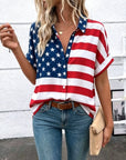 American Flag Short Sleeve Button Shirt