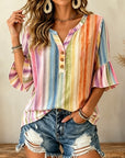 Pastel Stripe Button-Front Shirt