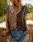 Mixed Animal Print V-Neck Tee