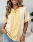 Stripe Patchwork Henley Top