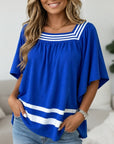 Square Neck Contrast Stripe Blouse