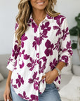 Floral Print Roll-Tab Collar Shirt