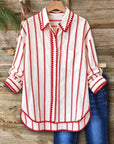 Contrast Trim Striped Button-Up Shirt