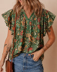 Bohemian Paisley Print Flutter Sleeve Tunic