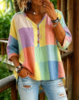 Playful Plaid Crinkle Fabric Tunic Top