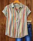 Artisan Stripe Print Button-Up Shirt