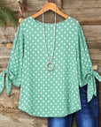 Playful Polka Dot Tie Sleeve Top
