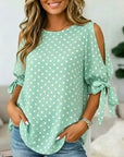 Playful Polka Dot Tie Sleeve Top