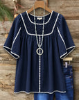Romantic Crochet Yoke Babydoll Tunic Top