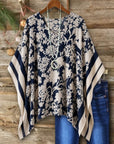 Floral Print V Neck Batwing Tunic