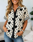 Heart Dot Print Contrast Shirt