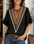 Ethnic Print Flutter Sleeve Tunic