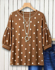 Polka Dot Puff Sleeve Top