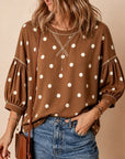 Polka Dot Puff Sleeve Top