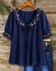 Floral Embroidery Babydoll Top
