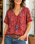 Paisley Print V-Neck Tee