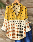 Polka Dot Print Button Front Blouse