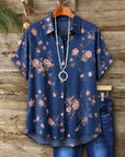 Floral Print Button Down Short Sleeve Shirt