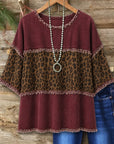 Leopard Print Denim Patchwork Tee
