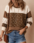 Floral Patchwork Crew Neck Sweatshirt