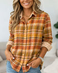 Plaid Print Roll Sleeve Shirt