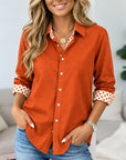Polka Dot Cuff Button Down Shirt