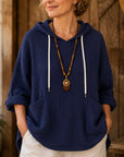 Waffle Knit Hooded Tunic Top