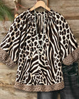 Animal Print Puff Sleeve Babydoll Top