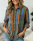Plaid Ruffle Trim Button Shirt