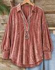 Velvet Puff Sleeve Collared Tunic