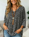 Speckled Print V Neck Tunic Top